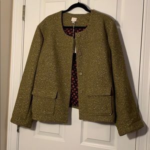 NWT Target Green and Gold Metallic Wool Jacket 26W